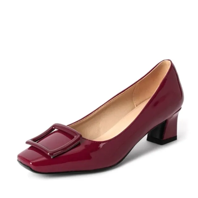 Meghan Women's Square Toe Heeled Black Shoes