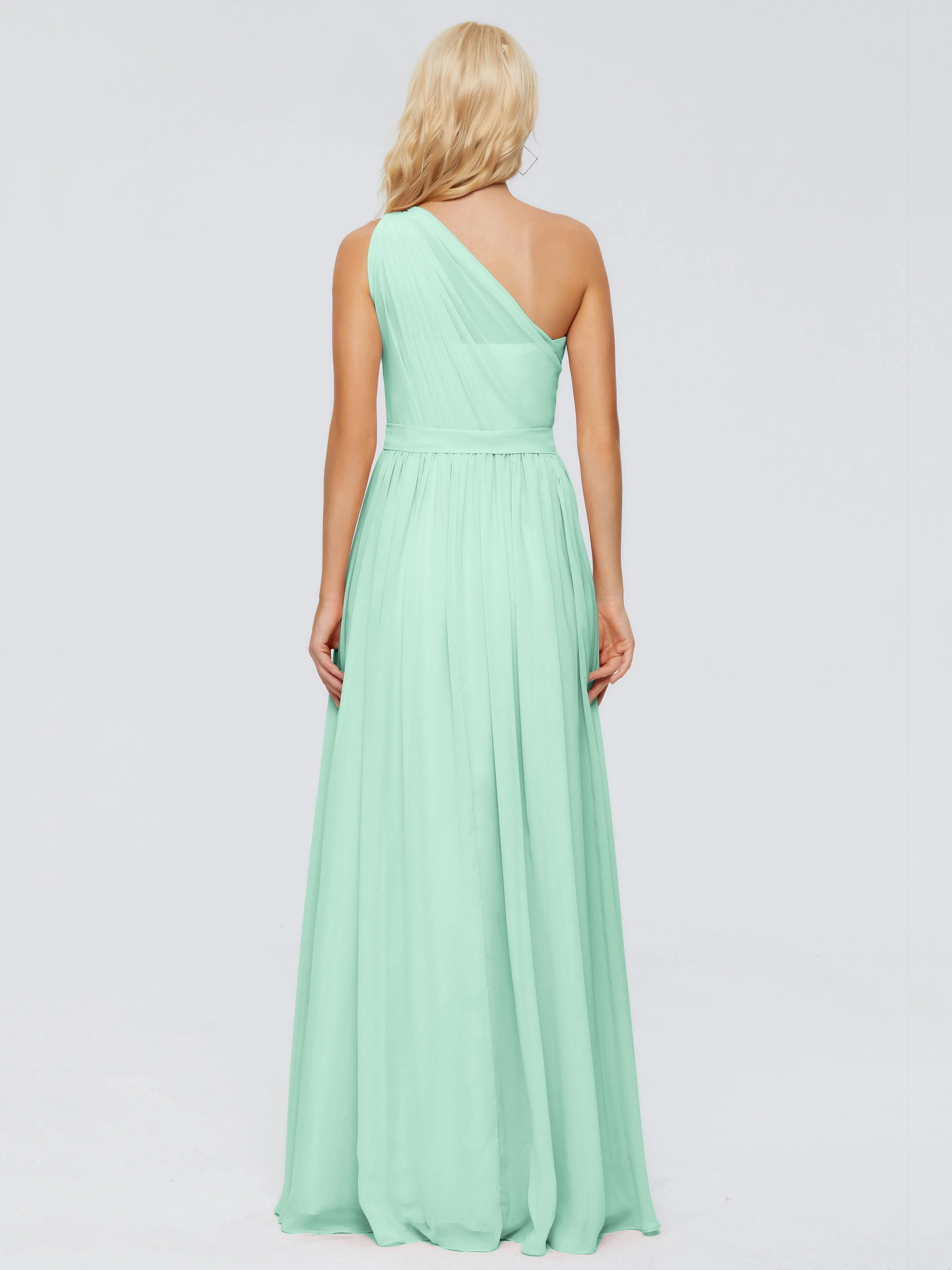 Mint Green Bridesmaid Dress Arabella One Shoulder Sash Bridesmaid Dresses