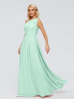 Mint Green Bridesmaid Dress Arabella One Shoulder Sash Bridesmaid Dresses