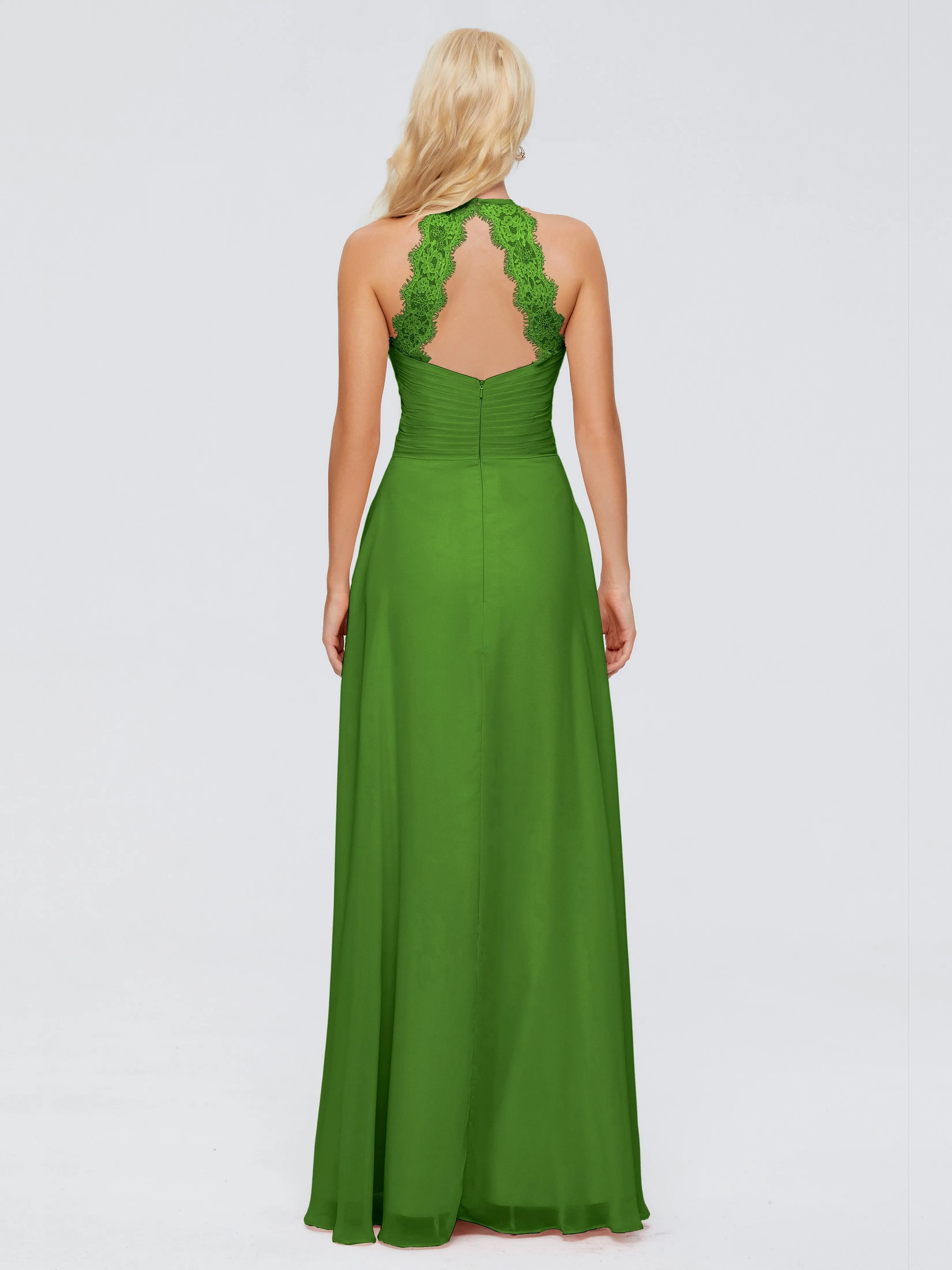 Moss Color Bridesmaid Dresses Arya Long Bridesmaid Dresses Chiffon Sleeveless Halter Bridesmaids Dresses
