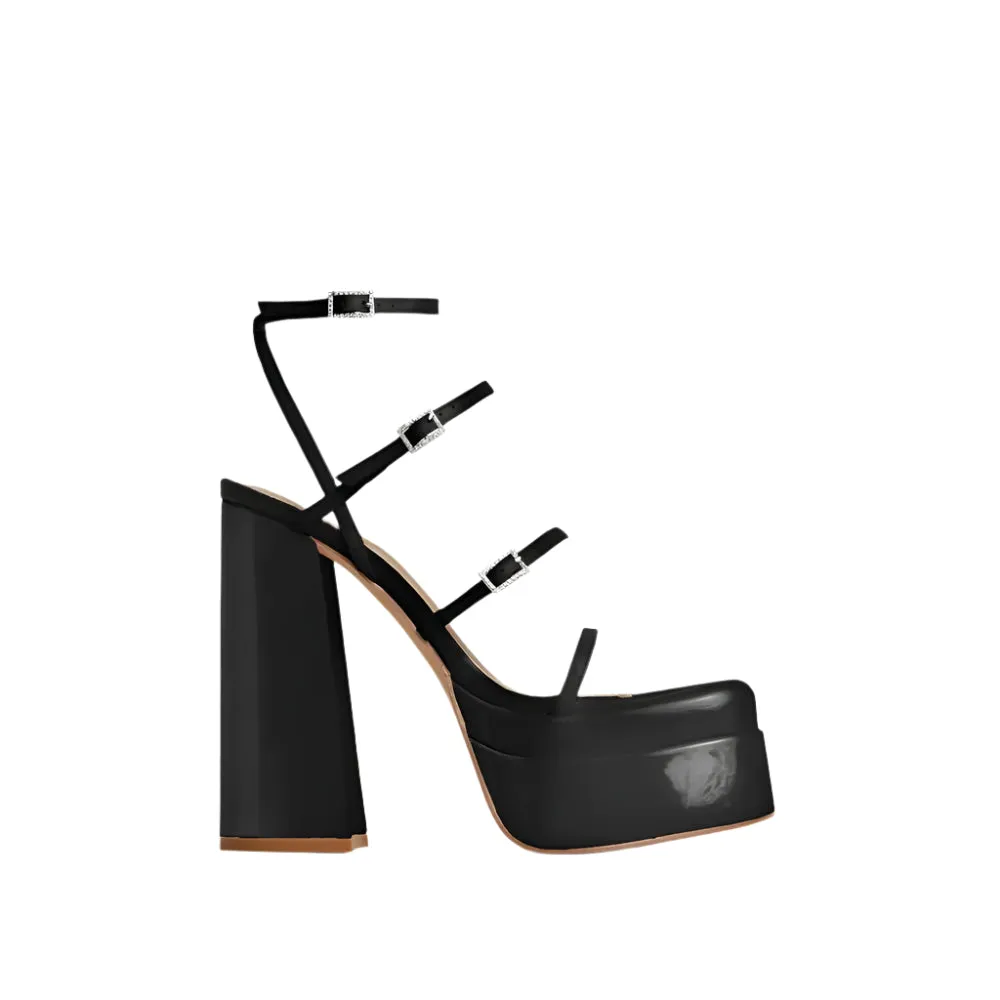 Multi Strap Chunky High Heeled Platforms