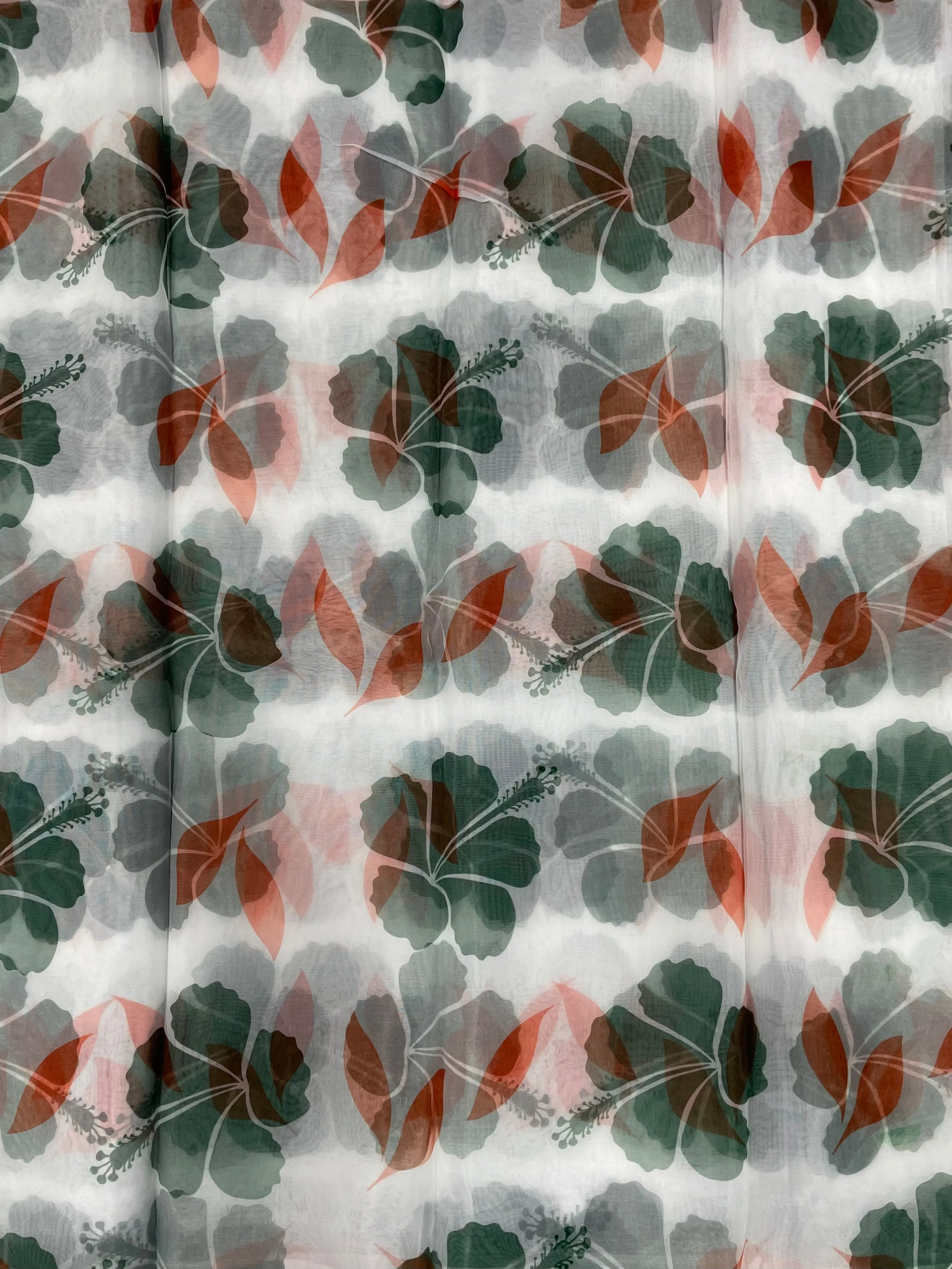 Multicolor Floral Printed Organza Fabric