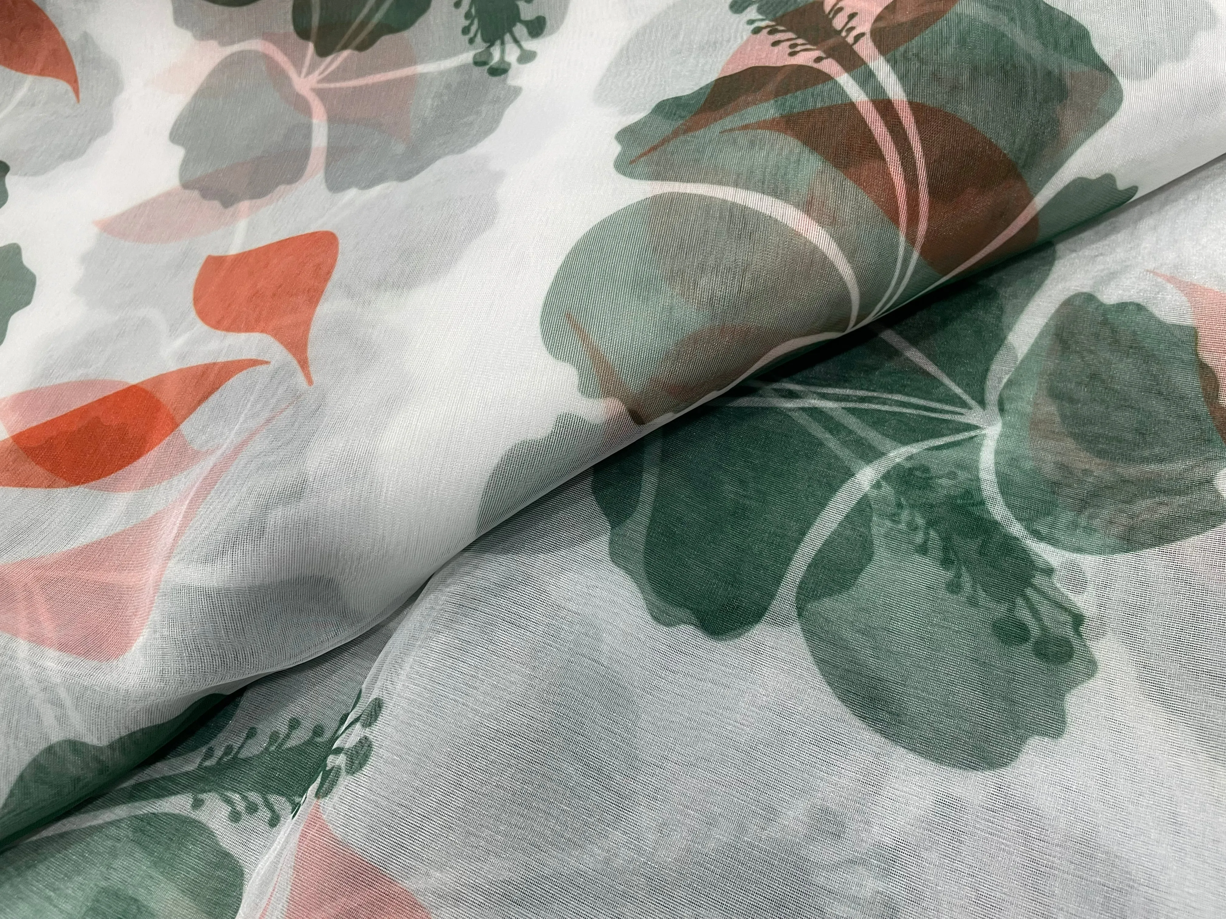 Multicolor Floral Printed Organza Fabric