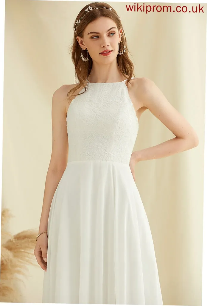 Neck With Evangeline Pockets Floor-Length Dress Wedding Dresses Wedding A-Line Chiffon Lace Scoop