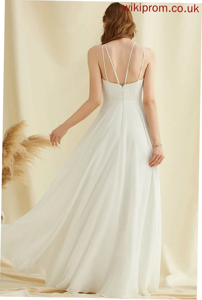Neck With Evangeline Pockets Floor-Length Dress Wedding Dresses Wedding A-Line Chiffon Lace Scoop