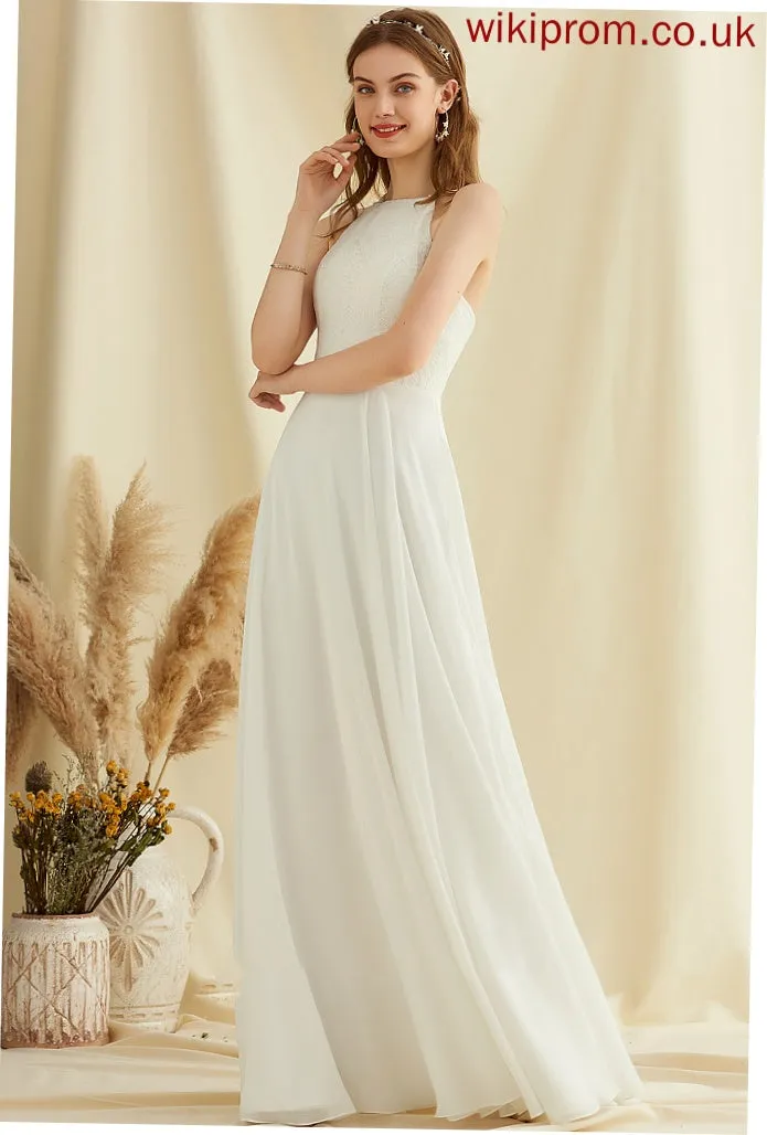 Neck With Evangeline Pockets Floor-Length Dress Wedding Dresses Wedding A-Line Chiffon Lace Scoop