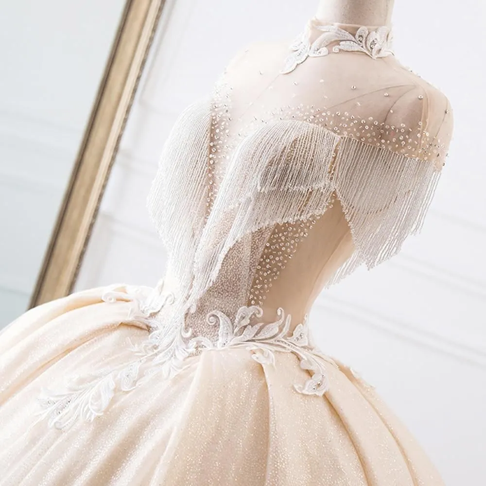 New Luxury High Neck Ball Gown Wedding Dress