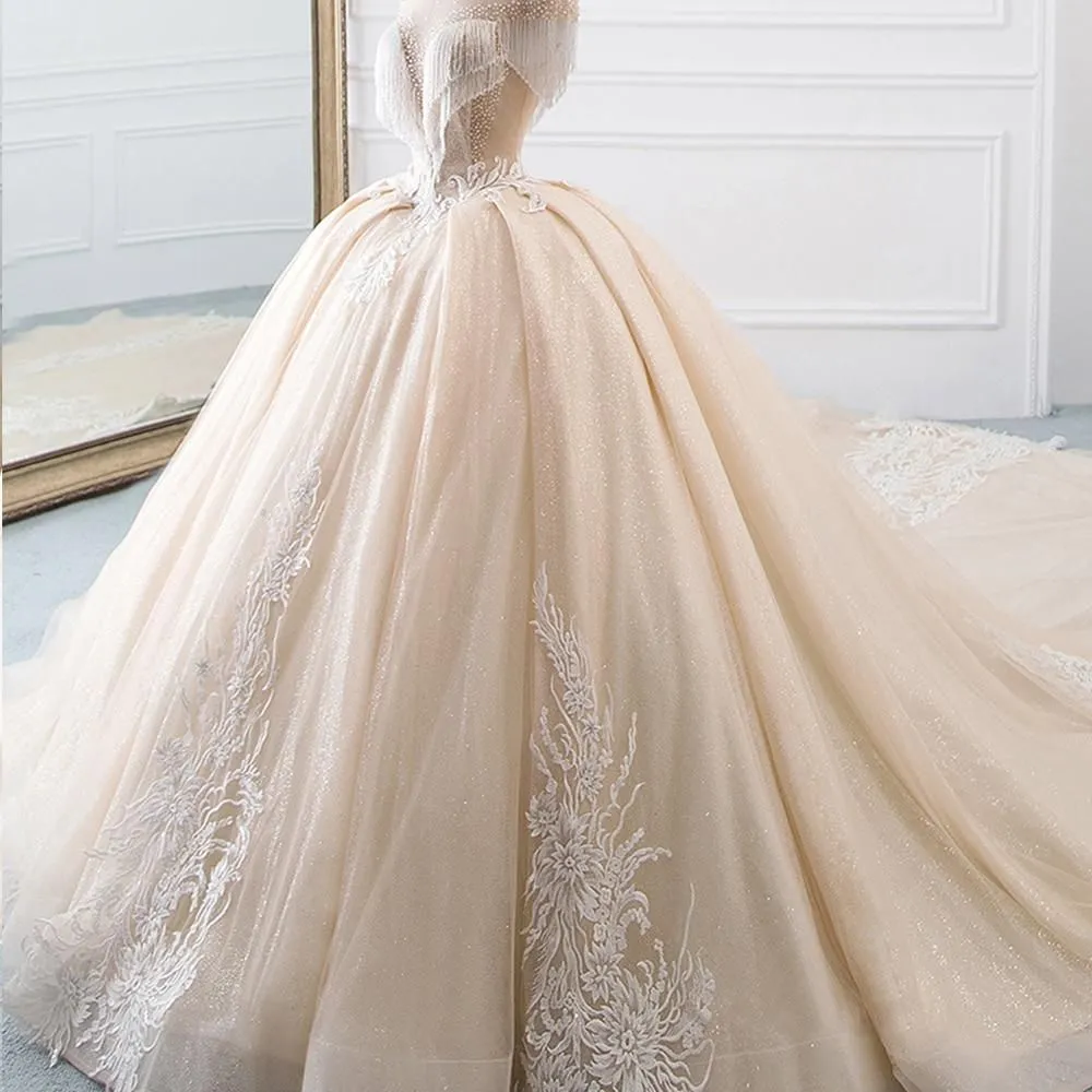 New Luxury High Neck Ball Gown Wedding Dress