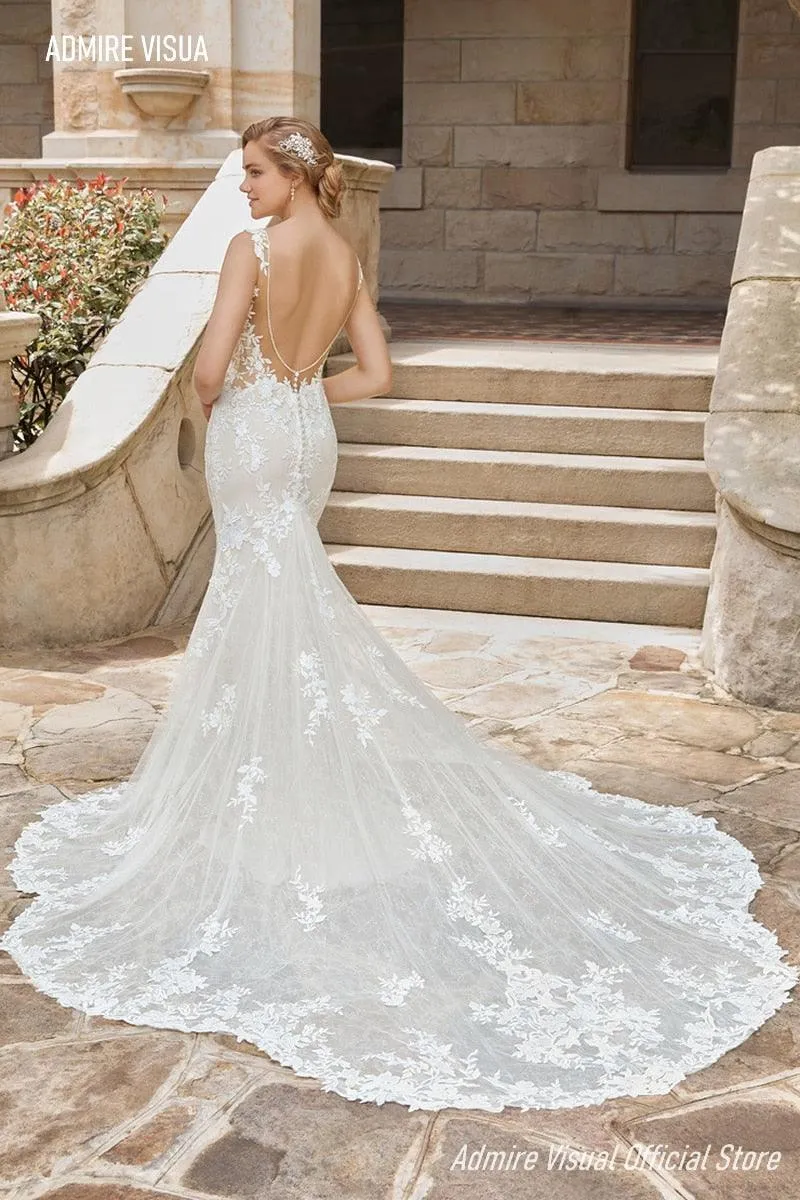 NumberSea Wedding Dress Mermaid Lace Sweetheart Neckline Spaghetti  2 in 1 Backless With For Party Plus Size Bride Gown Vestidos De Novia