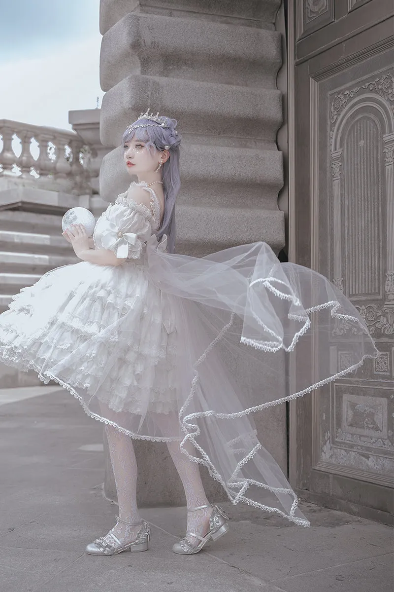 OCELOT~Moon God Love Poem~Wedding Lolita Chiffon Bridal White Dress
