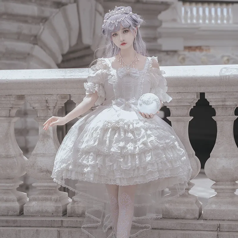 OCELOT~Moon God Love Poem~Wedding Lolita Chiffon Bridal White Dress