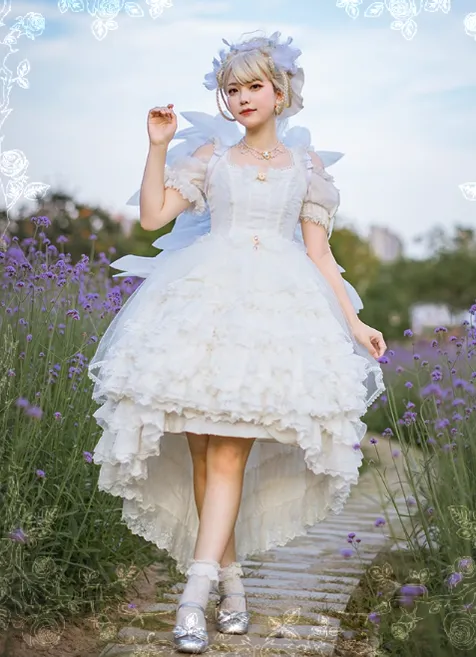 OCELOT~Moon God Love Poem~Wedding Lolita Chiffon Bridal White Dress