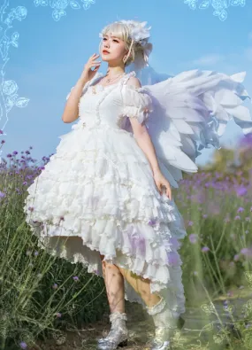 OCELOT~Moon God Love Poem~Wedding Lolita Chiffon Bridal White Dress