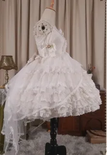 OCELOT~Moon God Love Poem~Wedding Lolita Chiffon Bridal White Dress