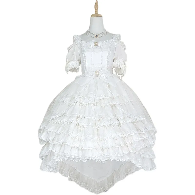 OCELOT~Moon God Love Poem~Wedding Lolita Chiffon Bridal White Dress