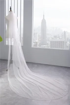 One-Tier Wedding Veil UK Tulle Beading Edge Chapel Veils TS91011