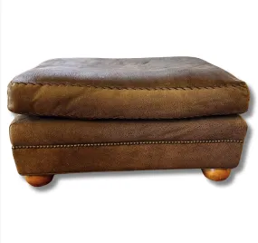 Ottoman, Pigskin, Rectangle, Western Style, Gray-Brown