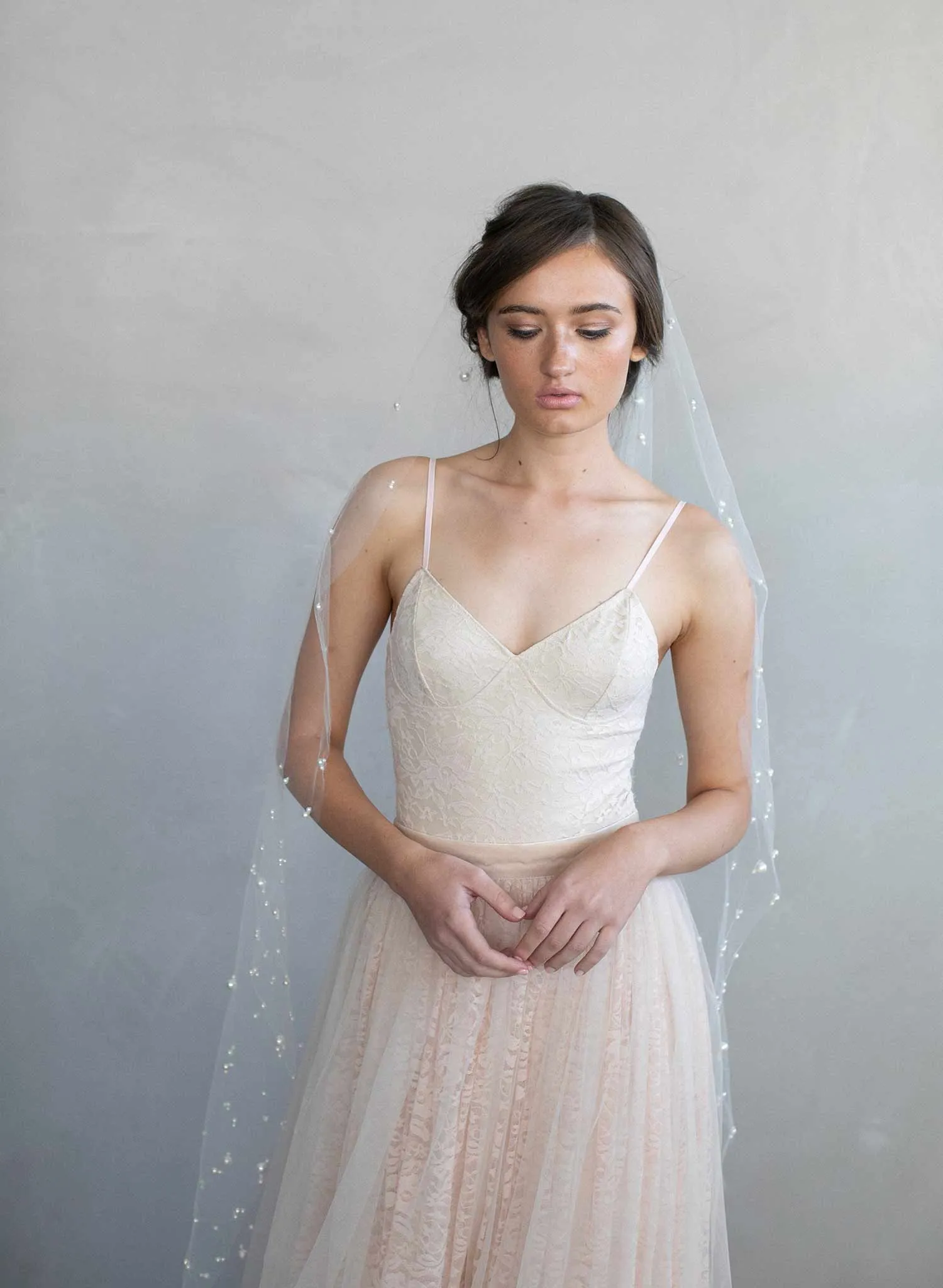 Pearl chapel train veil - Style #968