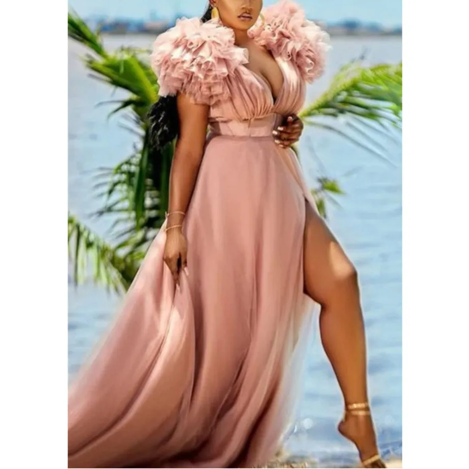 Pleated Layered Ruffled Dress