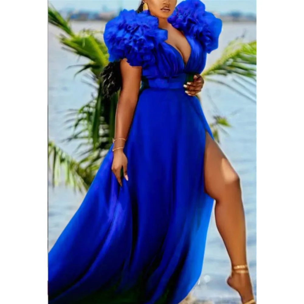 Pleated Layered Ruffled Dress