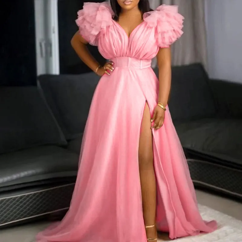 Pleated Layered Ruffled Dress