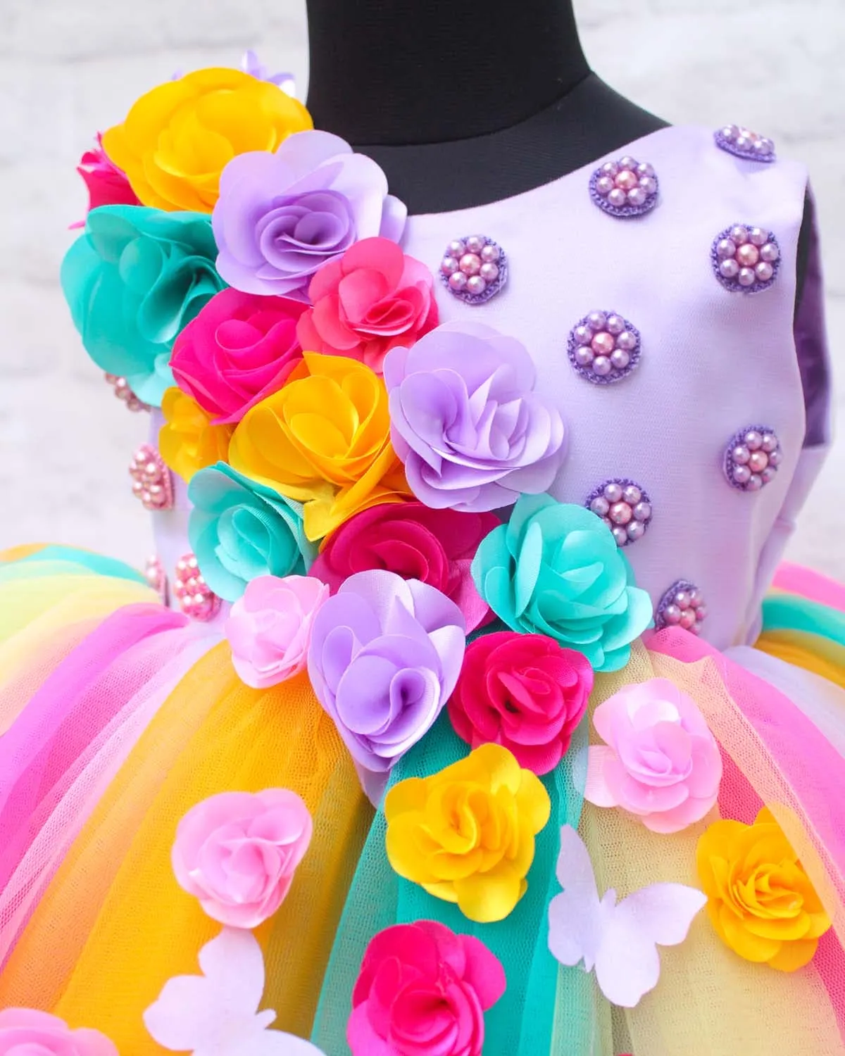 Pre-Order:  Bright Multi Color Shade Flower Frock