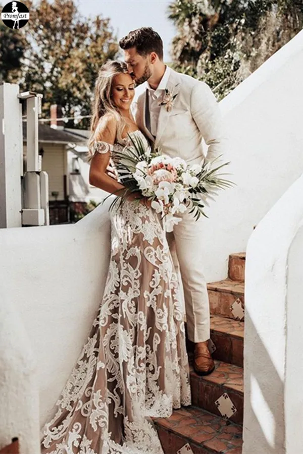 Promfast Cheap Gorgeous Mermaid Wedding Dress, Lace Sweetheart Wedding Dresses for Sale PFW0519