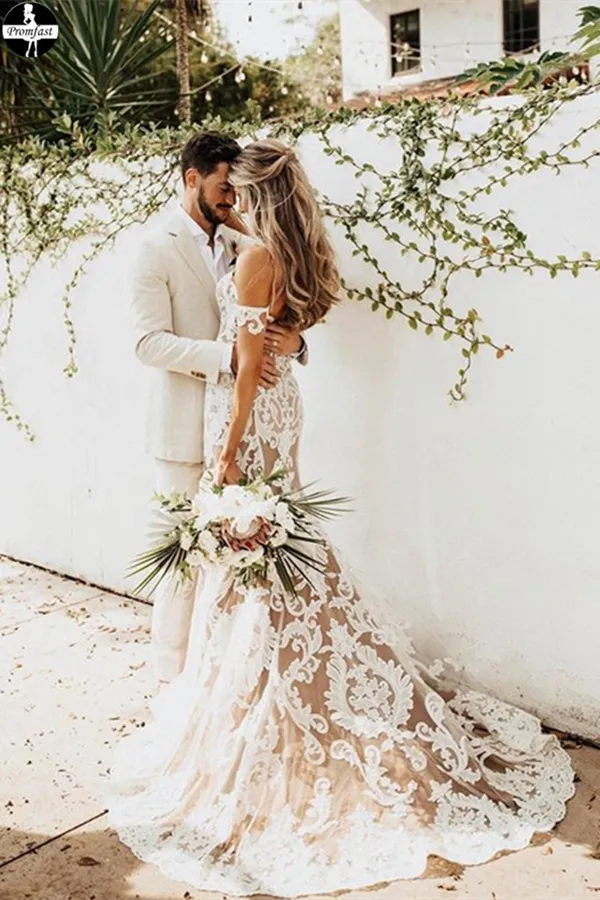 Promfast Cheap Gorgeous Mermaid Wedding Dress, Lace Sweetheart Wedding Dresses for Sale PFW0519
