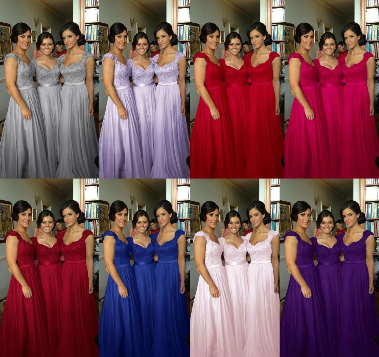 Purple Bridesmaid Dresses Purple Lace Top Bridesmaid Dresses Long Chiffon Bridesmaid Dresses FS072