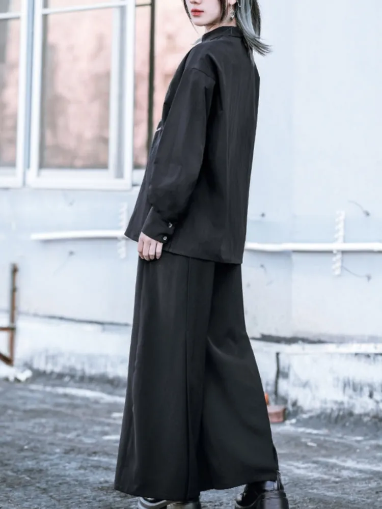 "Immortal Legend" Chinese Style Printed Loose Slimming Black Top