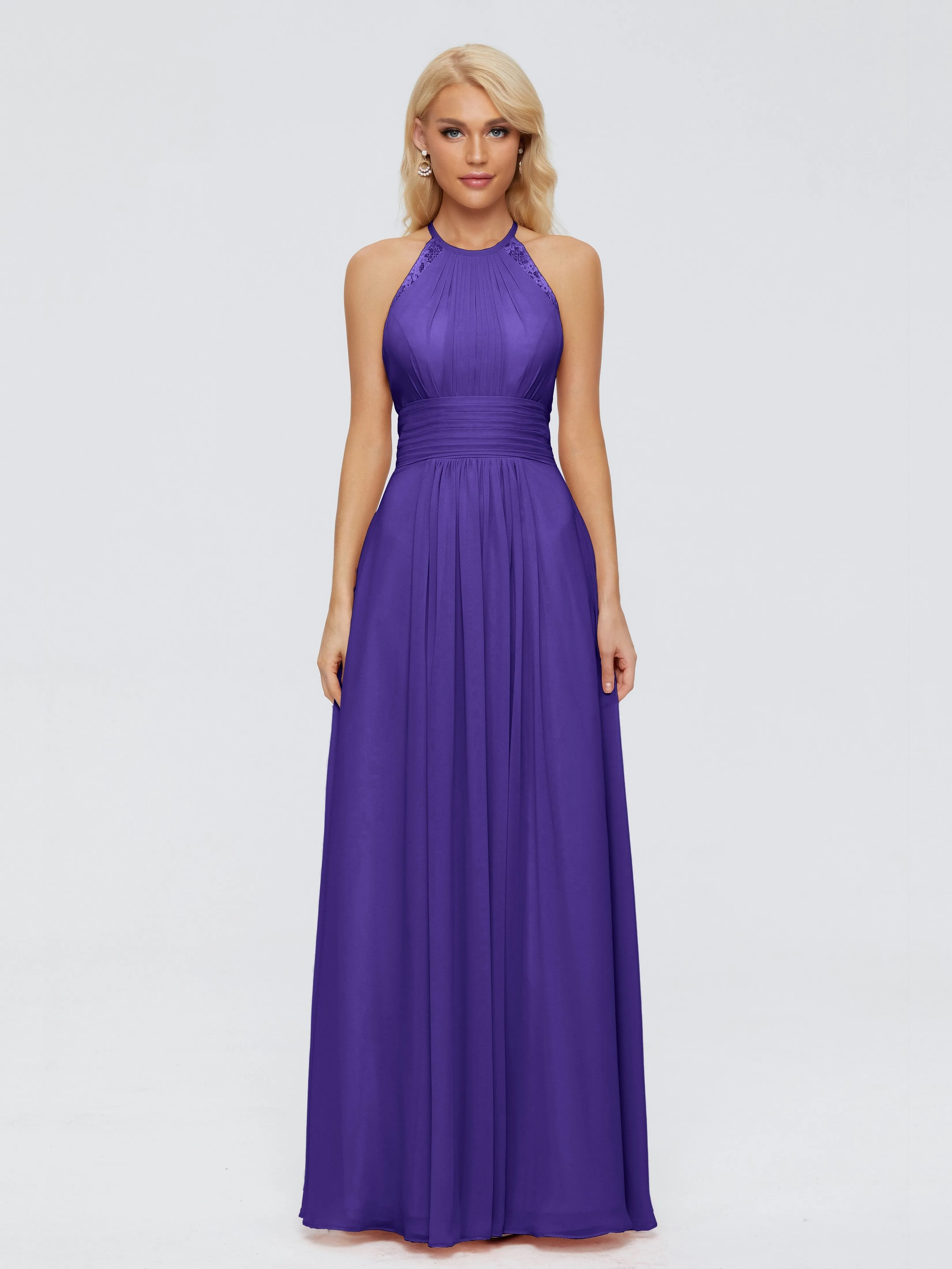 Regency Bridesmaids Arya Long Bridesmaid Dresses Chiffon Sleeveless Halter Bridesmaids Dresses