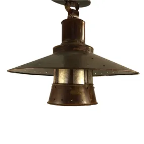 Roaring Forge Copper Pendant Light, Rustic, Mica Glass