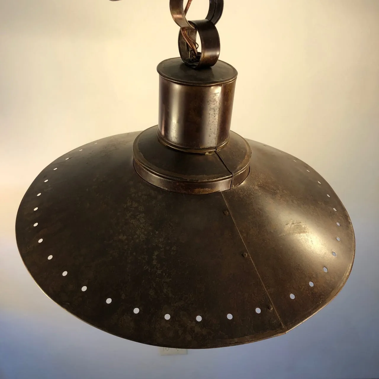 Roaring Forge Copper Pendant Light, Rustic, Mica Glass