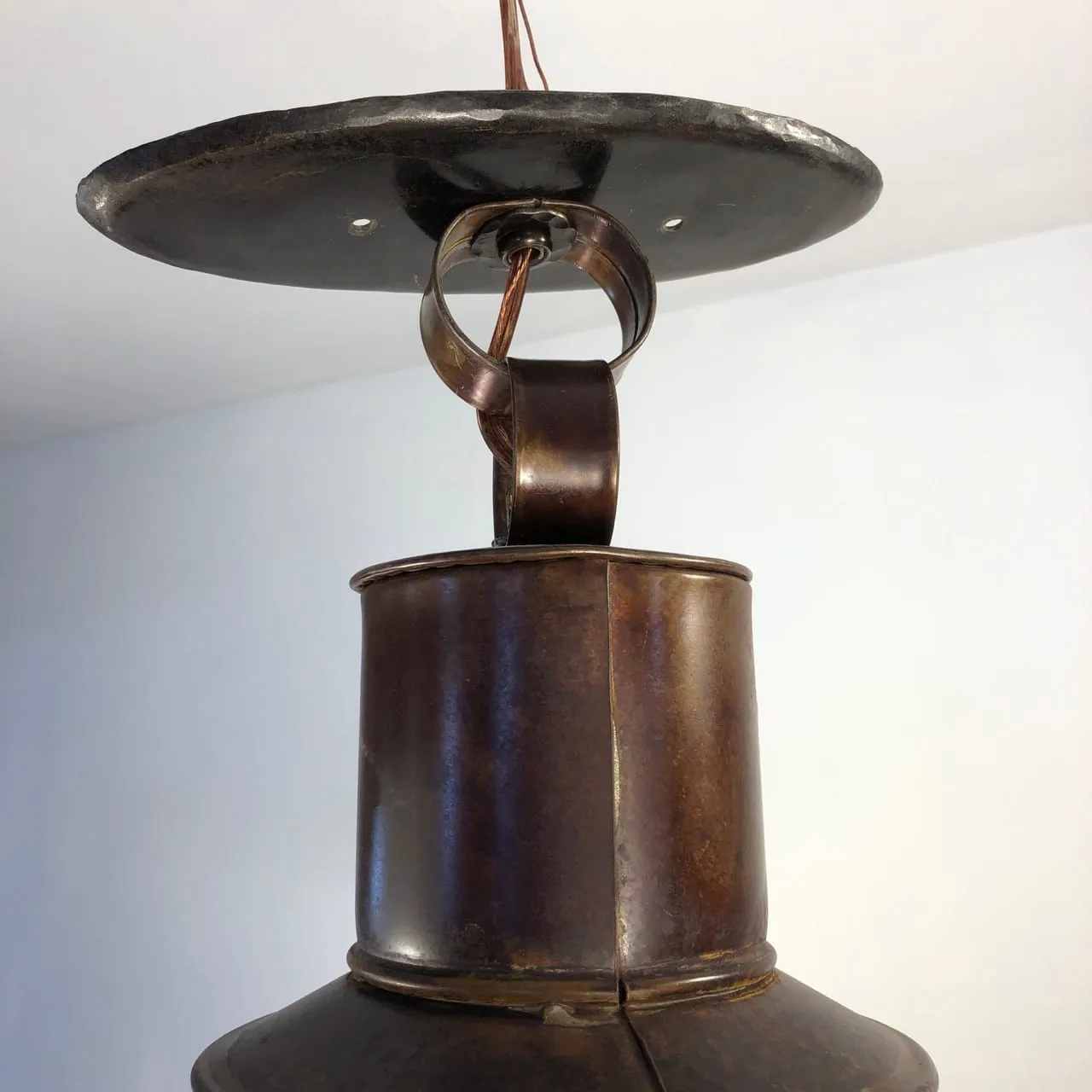 Roaring Forge Copper Pendant Light, Rustic, Mica Glass