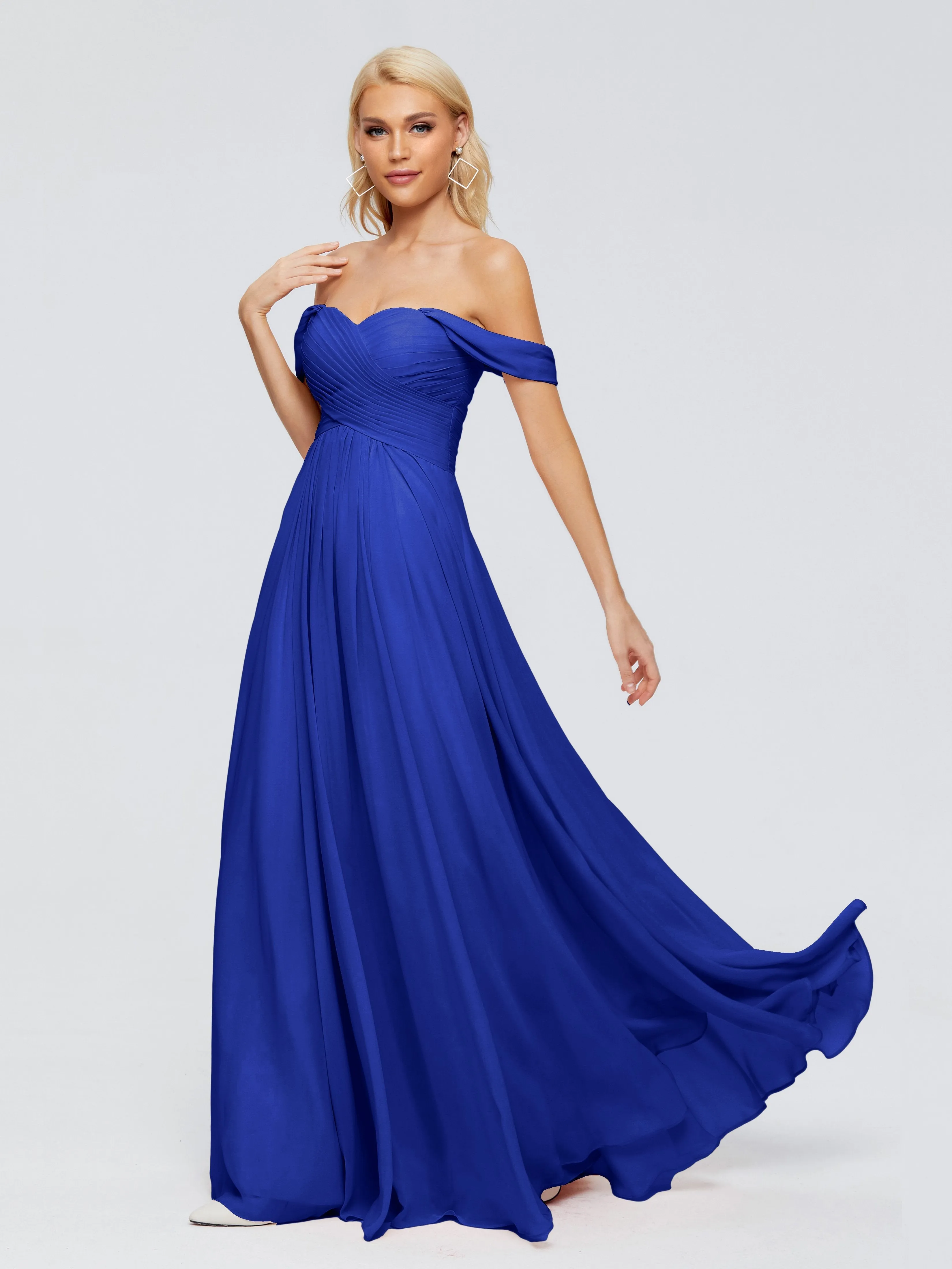 Royal Blue Dress Bridesmaid Trinity Gorgeous Off The Shoulder Long Chiffon Bridesmaid Dresses