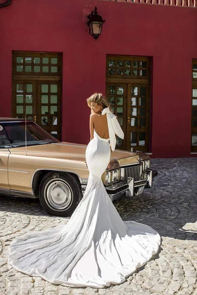 Satin Wedding Dress with Beads
