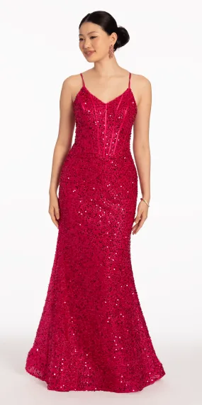 Sequin Glitter Corset Lace Up Back Dress