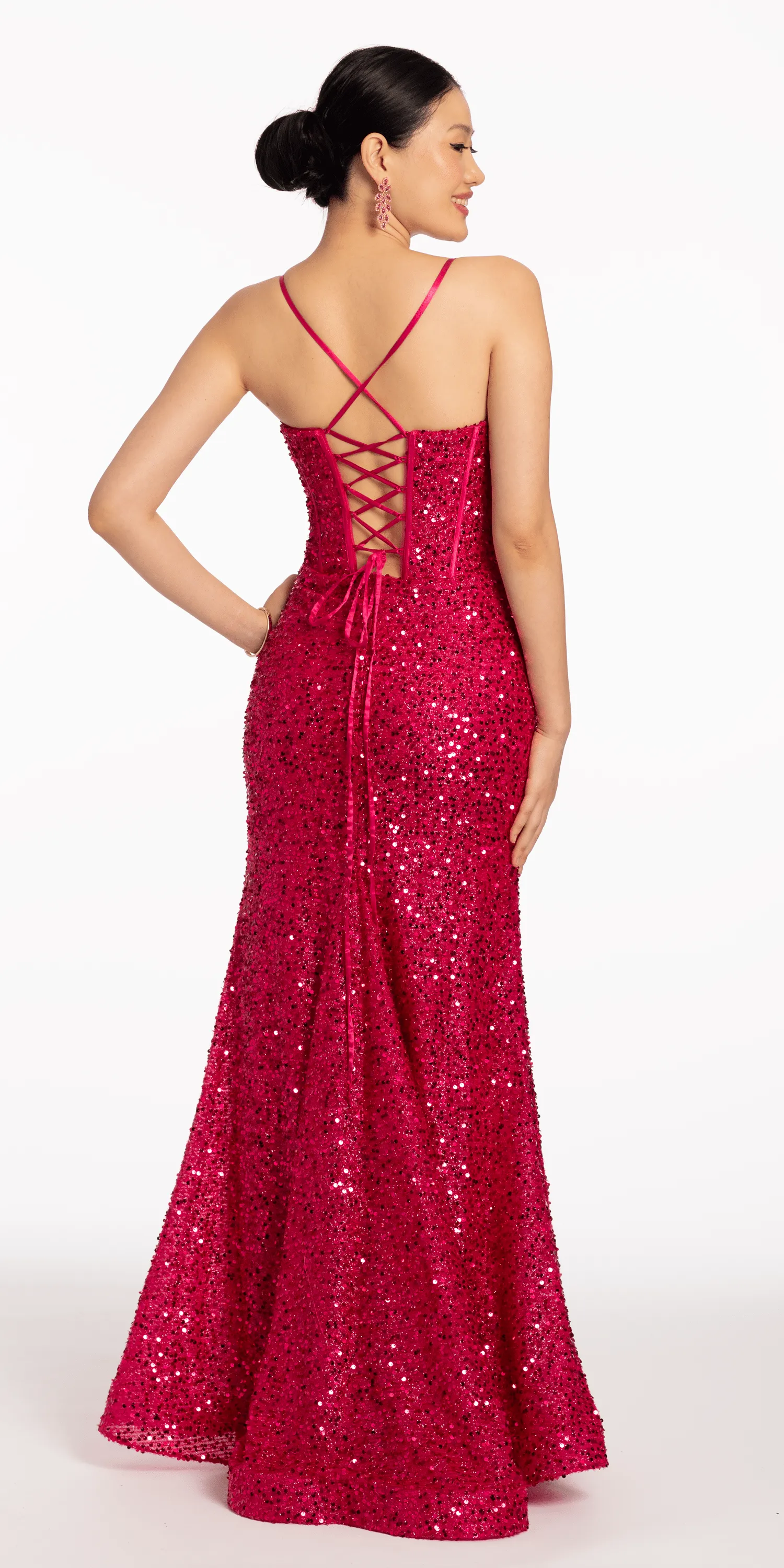 Sequin Glitter Corset Lace Up Back Dress