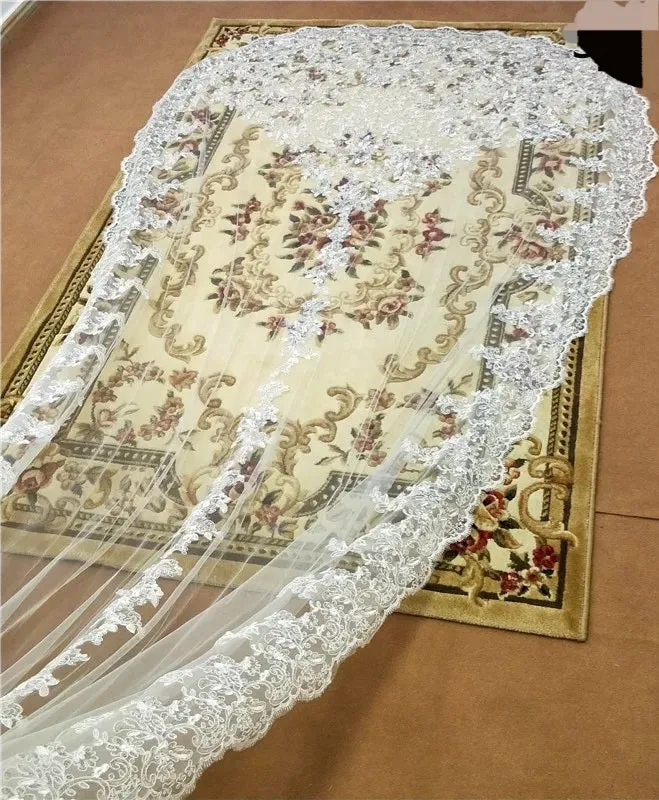 Sequined Lace Wedding Veil All Lengths/Colors
