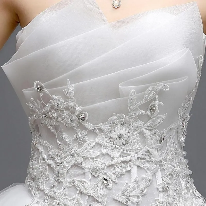 Sexy Strapless Wedding Dress Off White Floor Length Ball Gown