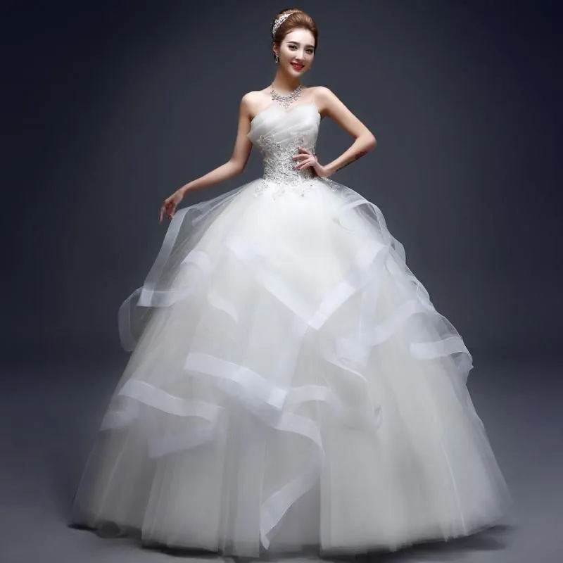 Sexy Strapless Wedding Dress Off White Floor Length Ball Gown