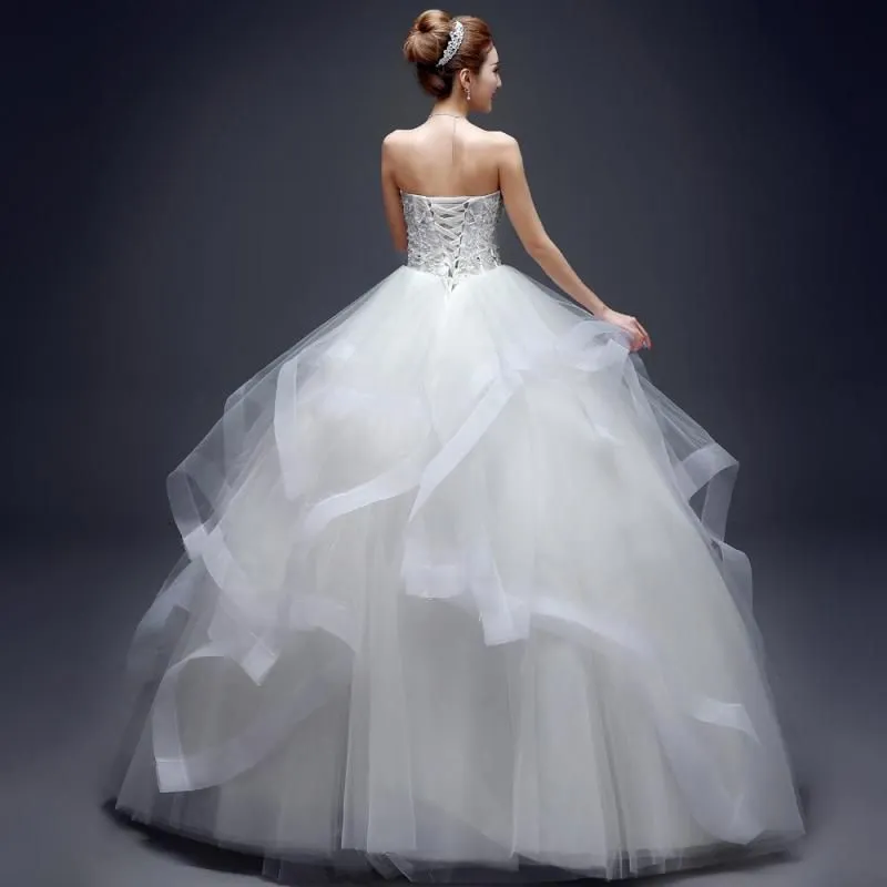 Sexy Strapless Wedding Dress Off White Floor Length Ball Gown