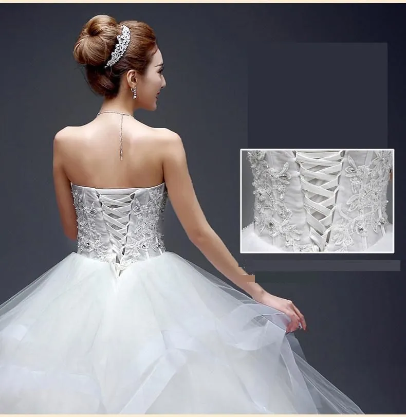 Sexy Strapless Wedding Dress Off White Floor Length Ball Gown