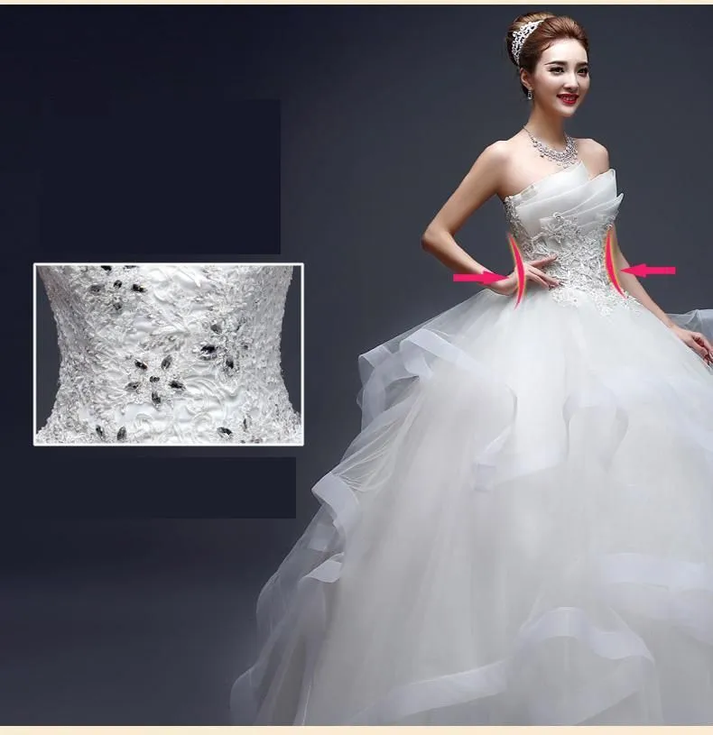 Sexy Strapless Wedding Dress Off White Floor Length Ball Gown