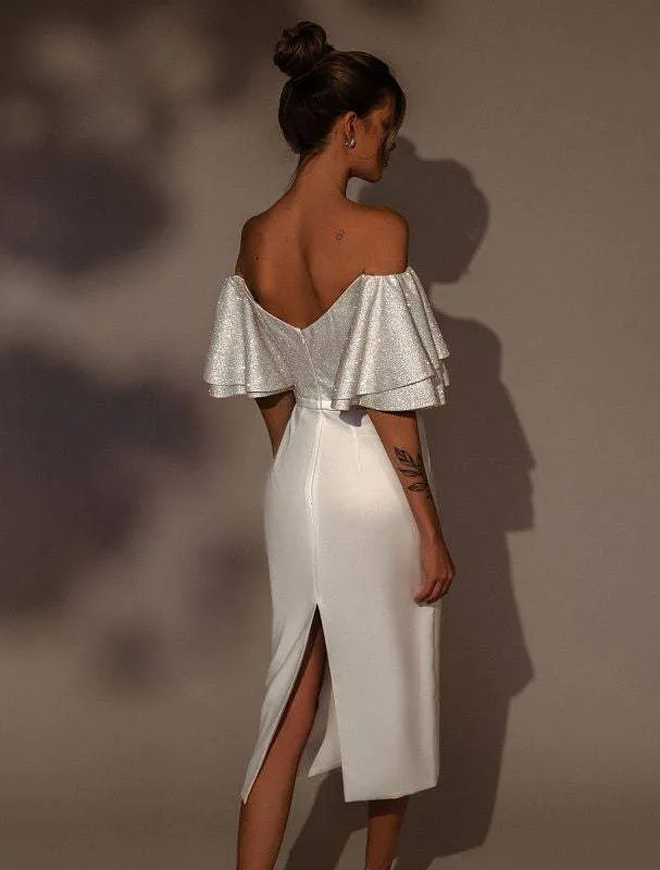 Sided White Wedding Dress