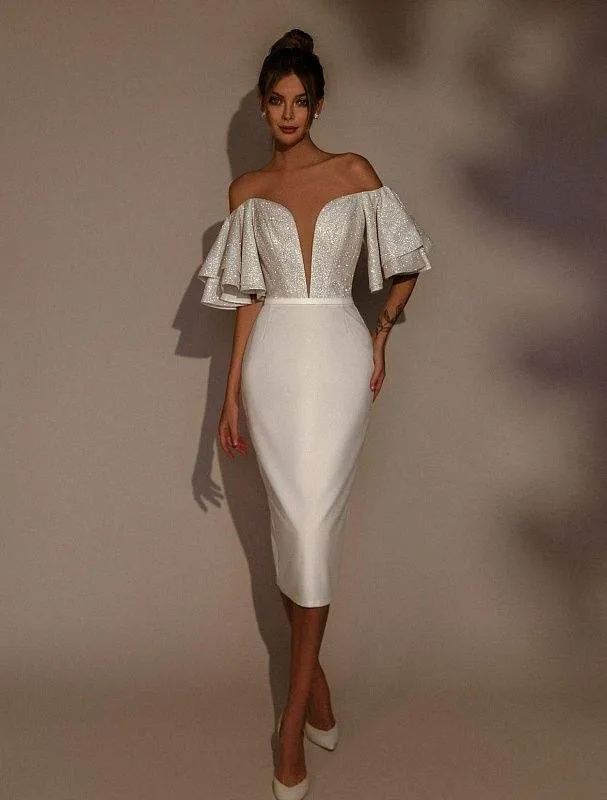 Sided White Wedding Dress