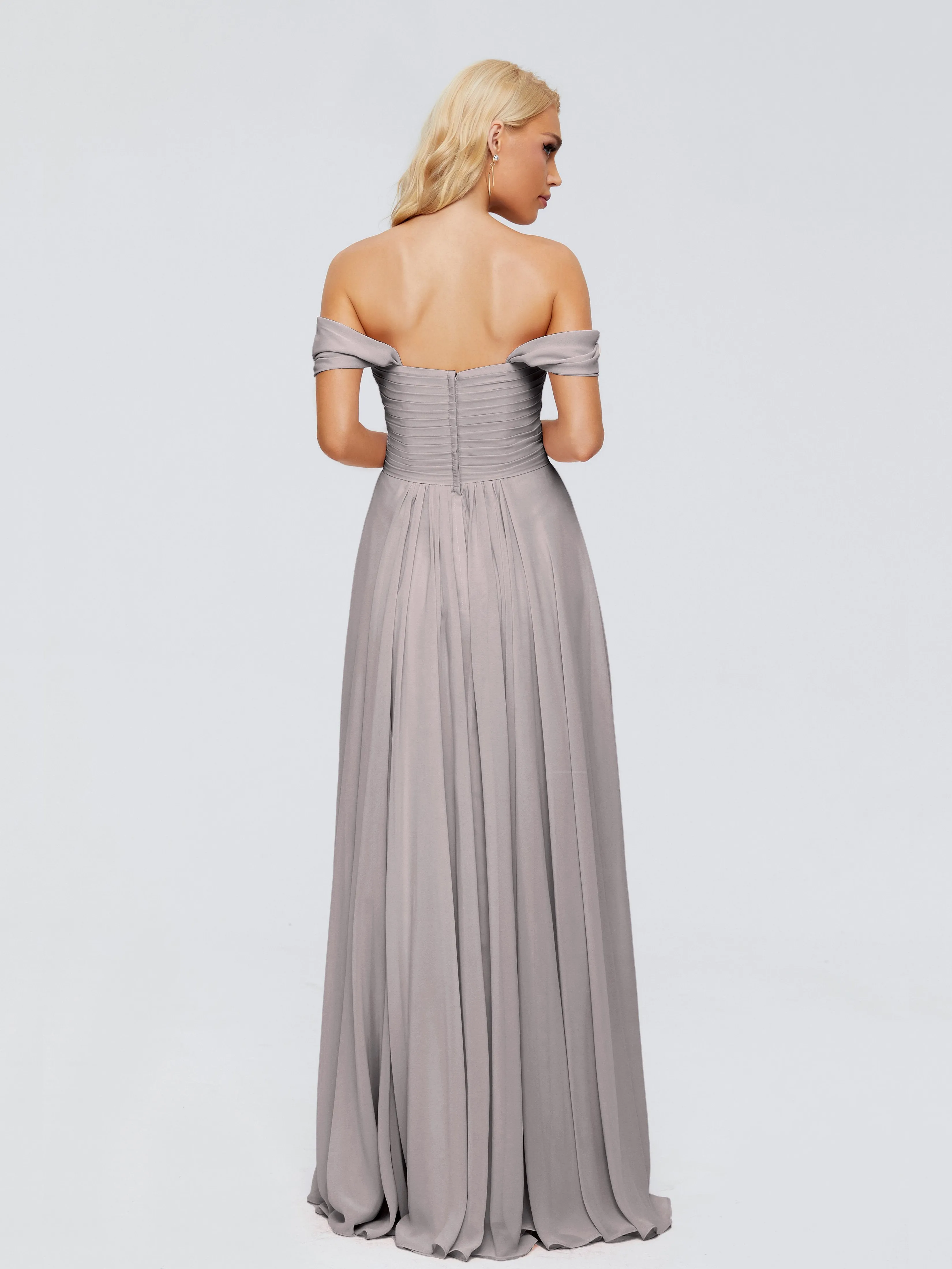Silver Bridesmaids Dress Trinity Gorgeous Off The Shoulder Long Chiffon Bridesmaid Dresses