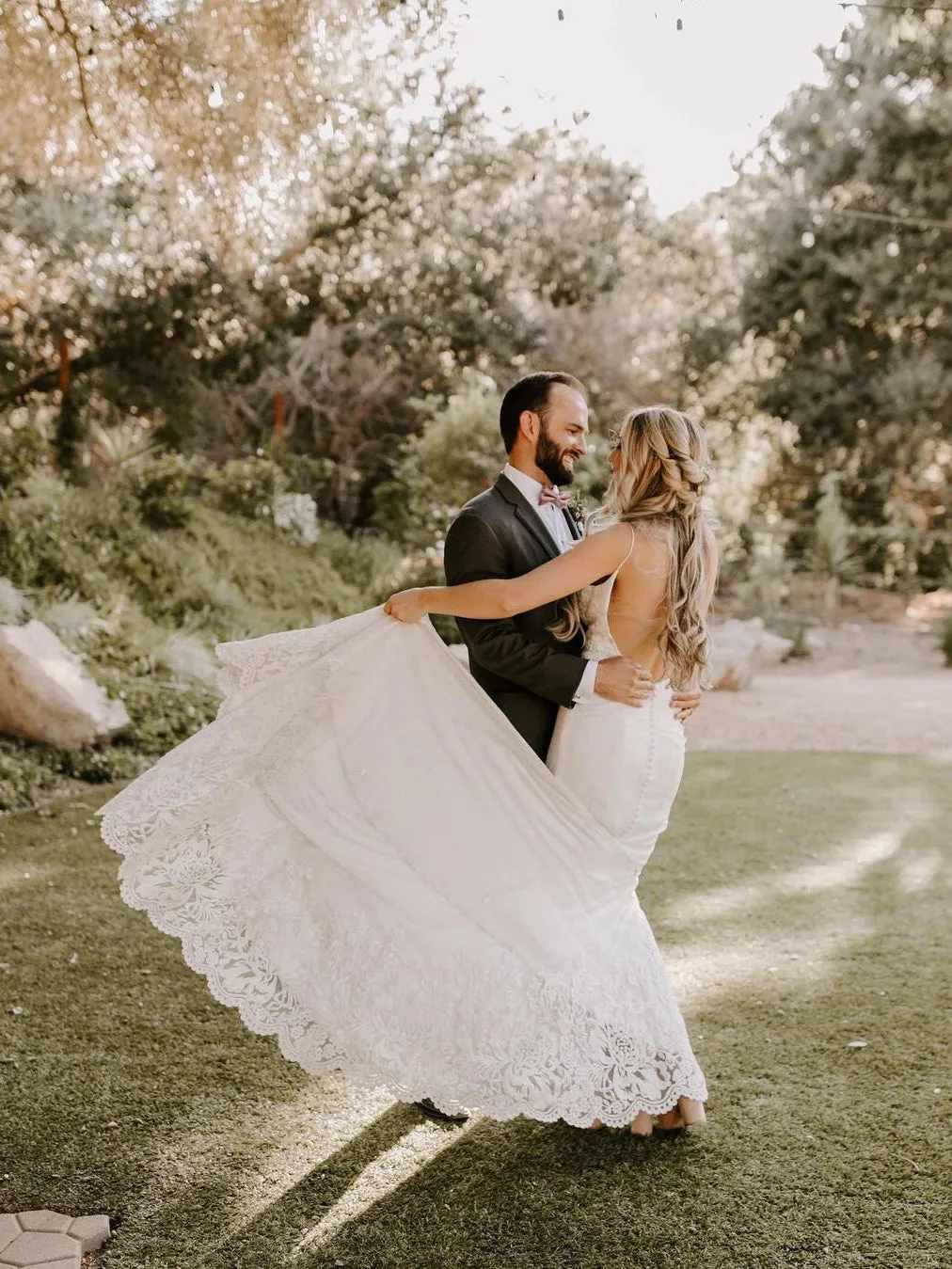 Simple Lace Backless Spaghetti Straps V-Neck Mermaid Wedding Dress WD497