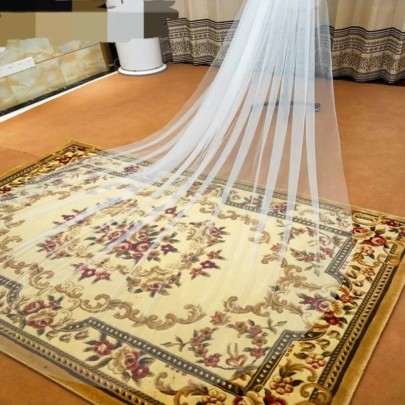 Simple Unfinished Edge Tulle Wedding Veil All Lengths