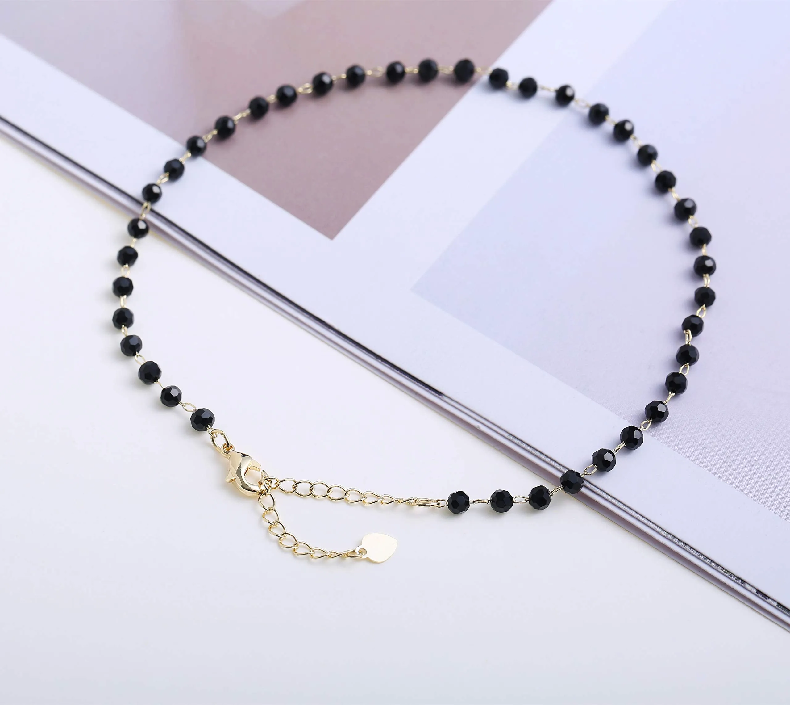 S.J JEWELRY Friendship Gift Handmade Dainty Anklet 14K Gold Plated/Silver Plated Star Lucky Beads Lace Chain Adjustable Foot Chain for Womens